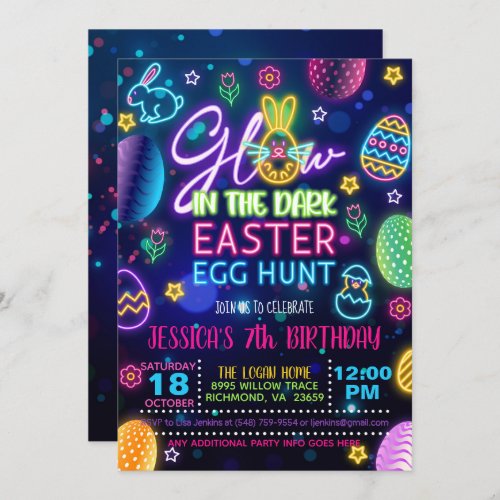 Glow in the Dark Easter Egg Hunt Invitation
