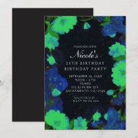 Glow in the Dark Glowing Flowers Party Invitations