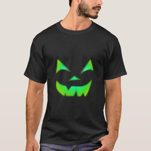 Glow In The Dark Green Jack O Lantern Pumpkin  T_Shirt