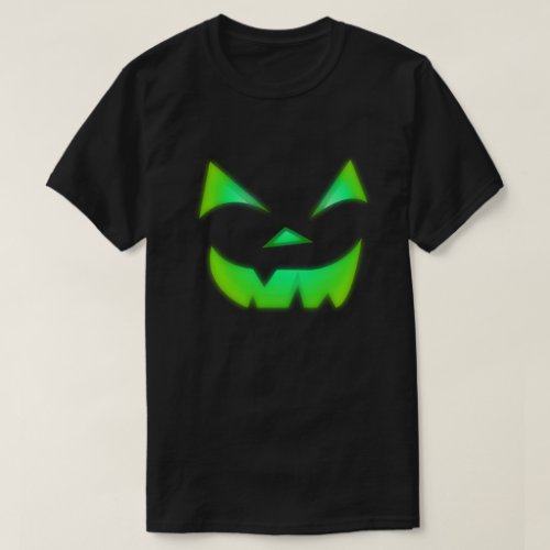 Glow In The Dark Green Jack O Lantern Pumpkin T_Shirt