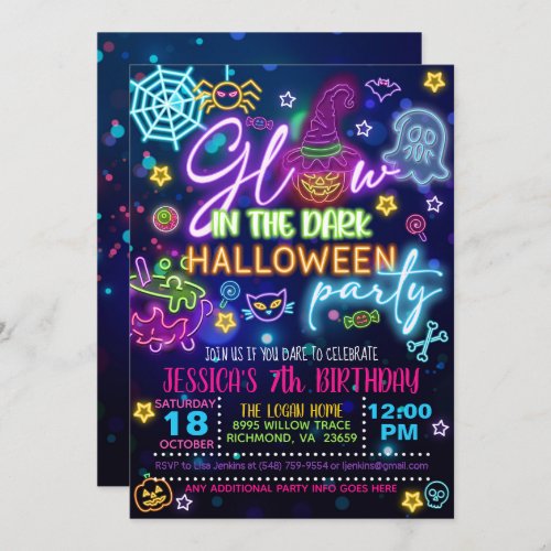 Glow in the Dark Halloween Birthday Invitation