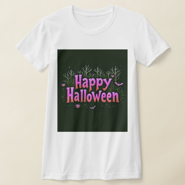 Glow-in-the-Dark Happy Halloween T-Shirt (Laydown)