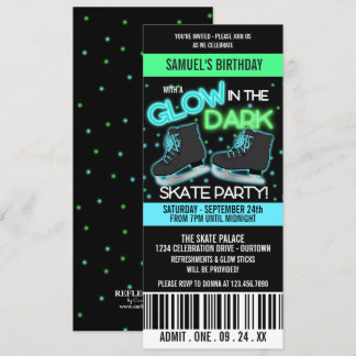 Glow in the Dark Ice Skating Party Invitation