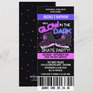 Glow in the Dark Ice Skating Party Invitation
