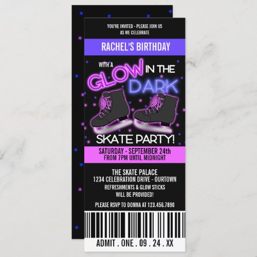 Glow in the Dark Ice Skating Party Invitation