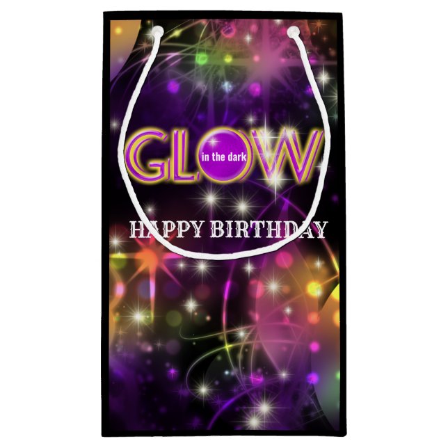 Glow in the dark kids adults birthday party small gift bag (Back)