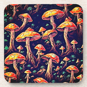 Glow in the Dark Magic: Bioluminescent Mushroom Beverage Coaster