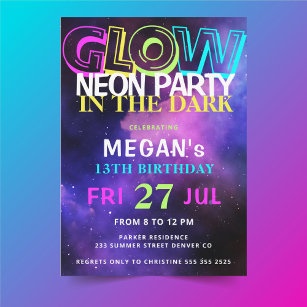 Glow in the Dark Party DIGITAL Invitation Birthday Glow in the Dark Dance  Neon Glow Stick Ring Blacklight Laser Tag Party Printable 