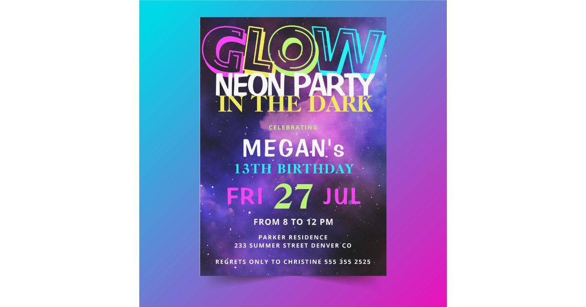 Neon/Glow in the dark party  Glow birthday party, Glow in dark party, Neon  birthday