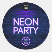 Glow in the Dark Neon Corporate party invitation Classic Round Sticker