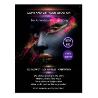 Glow in the Dark Neon Party Invitation Postcard