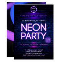 Glow in the Dark Neon themed party invitation