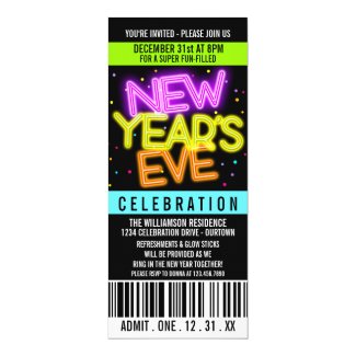Glow in the Dark New Year's Eve Party Invitations