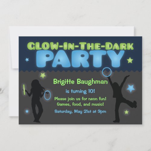 Glow in the Dark Party Invitation for Kids