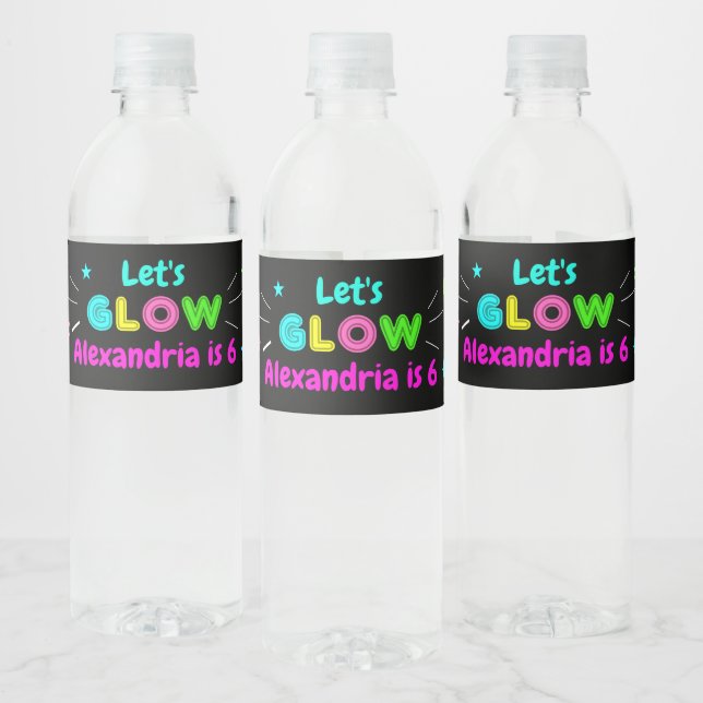Glow in the Dark Party Water Bottle Label (Bottles)