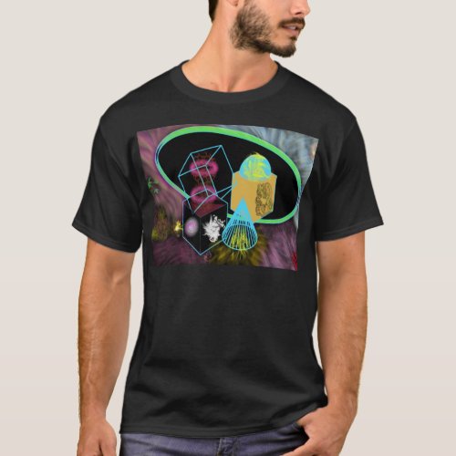 Glow in the dark shapes surrounded by space dust T_Shirt