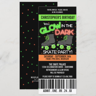 Glow in the Dark Skating Birthday Party Invitation
