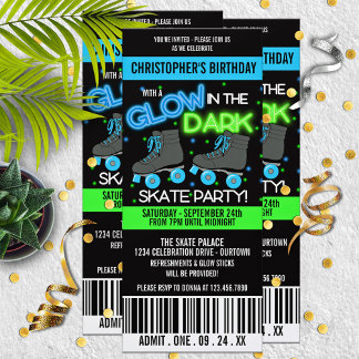 Glow in the Dark Skating Party Invitation