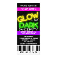 Glow in the Dark Sweet 16 Party Invitations