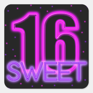 Glow in the Dark Sweet 16 Square Sticker
