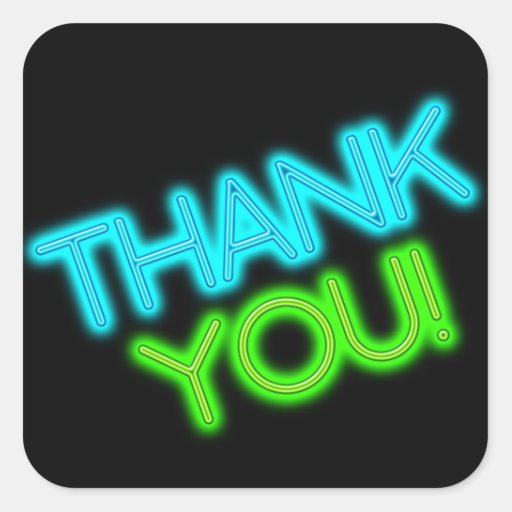 Glow in the Dark Thank You Square Sticker | Zazzle