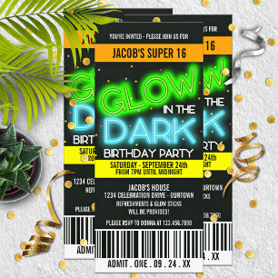 Glow in the Dark Theme Birthday Party Invitation