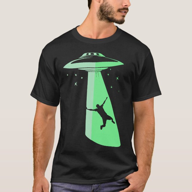 Glow In The Dark Ufo Abduction Night Sci Fi Alien T-Shirt (Front)