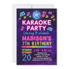 Glow Karaoke Birthday Party Invitation