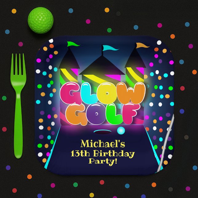 Glow Miniature Golf Birthday Party Paper Plates (Glow Miniature Golf Birthday Party Paper Plates
)