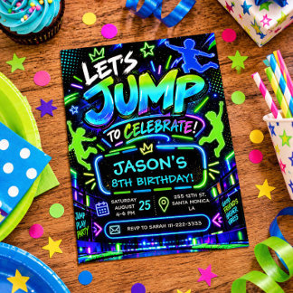 Glow Neon Jump Birthday Invitation