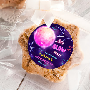 Glow Neon Lights Thank You Birthday Party  Classic Round Sticker