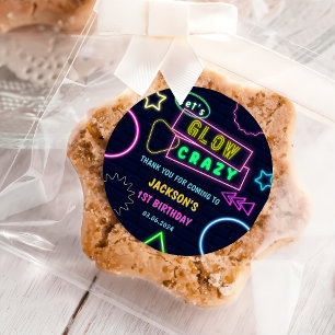 Glow Neon Lights Thank You Birthday Party Classic Round Sticker