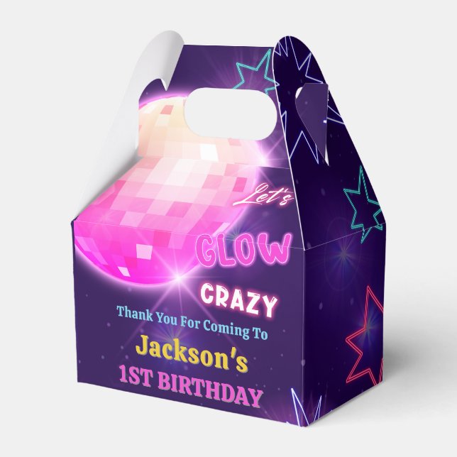 Glow Neon Lights Thank You Birthday Party Favor Boxes (Front Side)