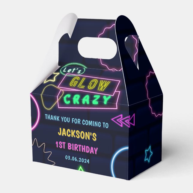 Glow Neon Lights Thank You Birthday Party Favor Boxes (Front Side)