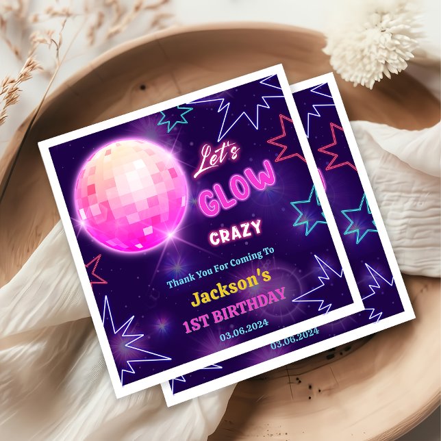 Glow Neon Lights Thank You Birthday Party Napkins (Creator Uploaded)