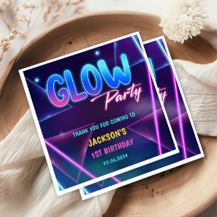 Glow Neon Lights Thank You Birthday Party Napkins