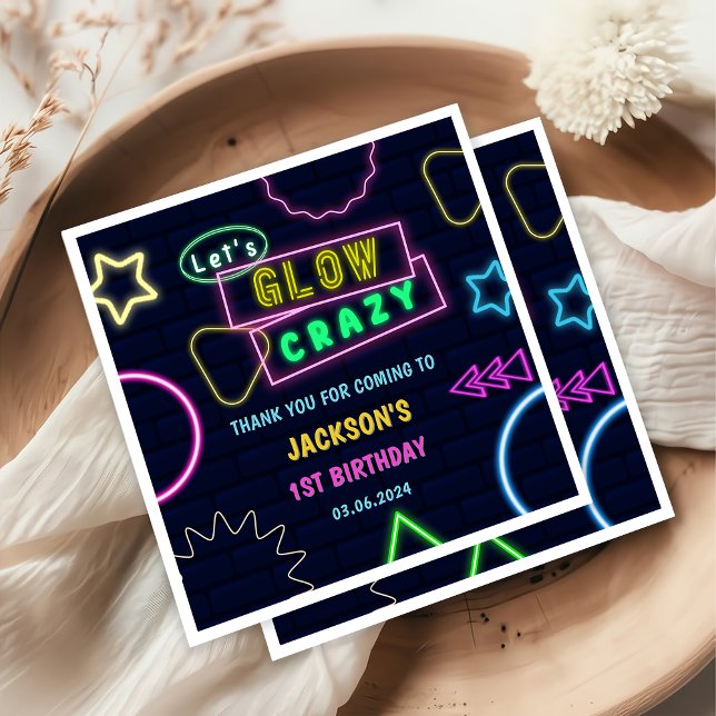 Glow Neon Lights Thank You Birthday Party Napkins (Creator Uploaded)