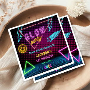 Glow Neon Lights Thank You Birthday Party Napkins