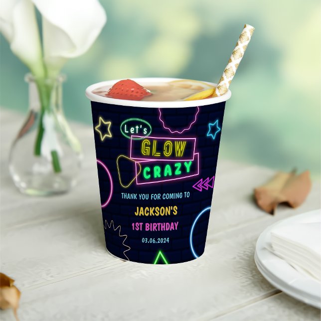 Glow Neon Lights Thank You Birthday Party Paper Cups (Creator Uploaded)