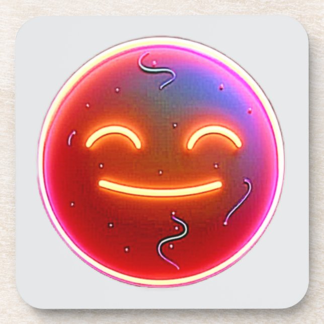 Glow of Joy: Digital Emoticon Beverage Coaster (Front)