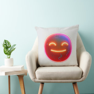 Glow of Joy: Digital Emoticon Throw Pillow