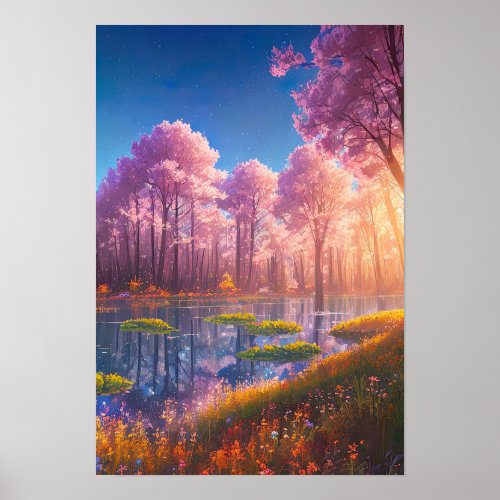 Glow of the Sunset in Azure Charm Poster