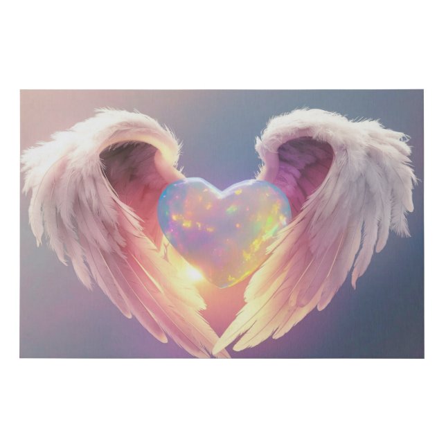 *~* Glow Opal Heart Angel Wings AP78  Faux Canvas Print (Front)