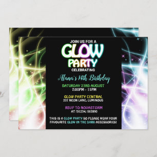 Glow Party Birthday Invitations