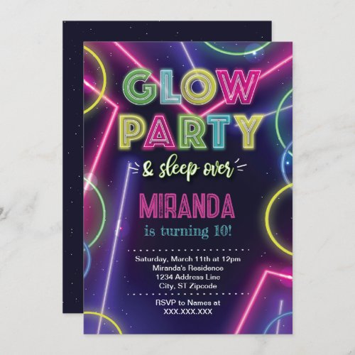 Glow Party Glow in the Dark Party Invitation