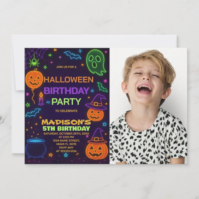 Glow Party Halloween Birthday Invitation (Front)