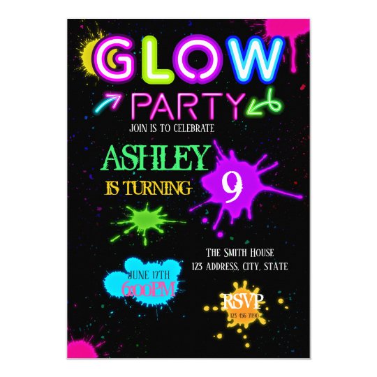 Glow party invitation