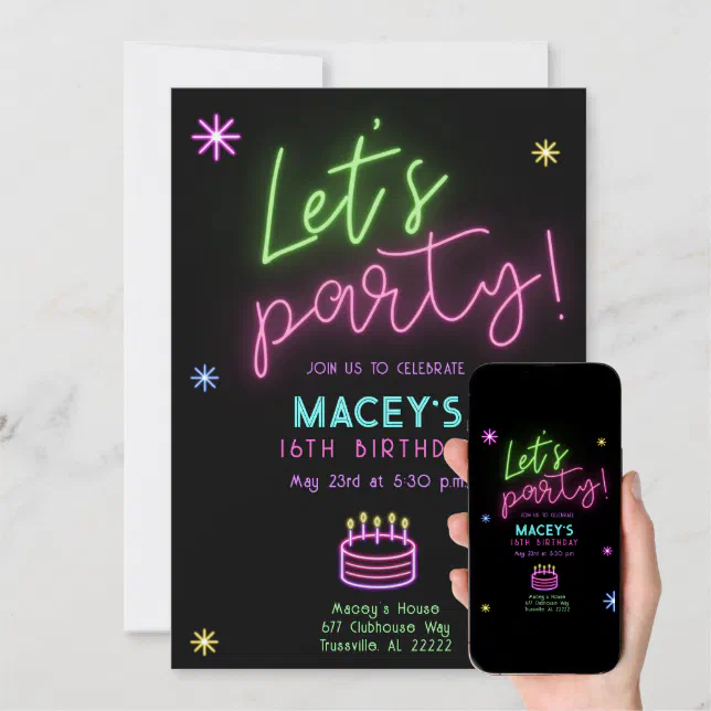 Glow Party Invitation Zazzle