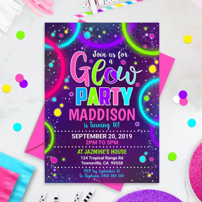 Glow Party Invitation Neon Glow in the Dark Glow (Creator Uploaded)