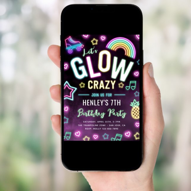 Glow Party Invitation | Neon Party Invitation (Front Digital)